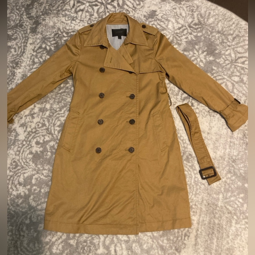 J. Crew Double-Breasted Camel Trench Coat